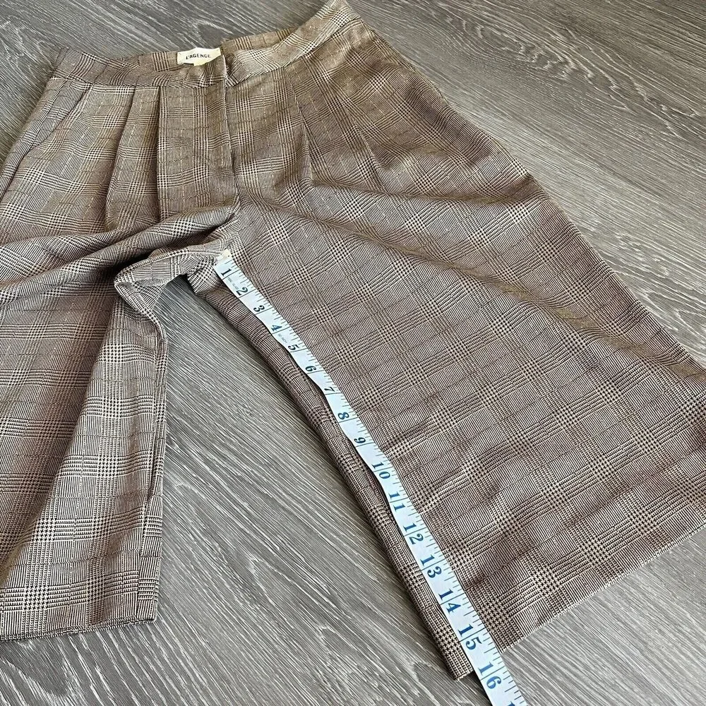 L’Agence Mabel Culotte Shorts Womens Size 2 Brown Plaid